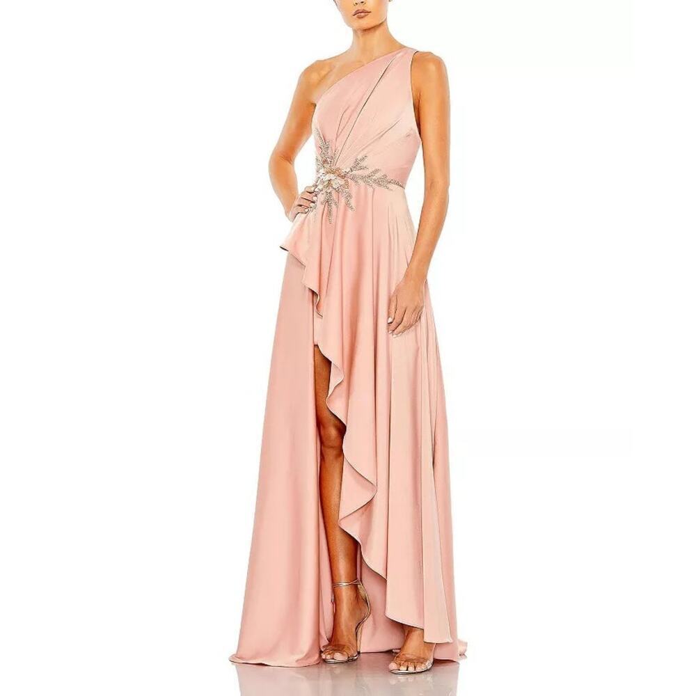 Mac Duggal Embellished One Shoulder Asymmetrical Gown Size 4 NWT